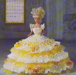 the royal ballgown vintage crochet laces pattern pdf- fashion doll barbie doll dress pattern