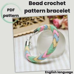 pdf bead crochet pattern, bead crochet colorful bracelet pattern, rope bead crochet pattern, seed beads bracelet pattern