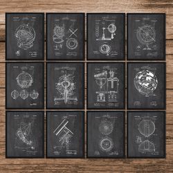 astronomy patent print set of 12,solar system,astronomy wall decor, gift for astronomer,planetarium,vintage astronomy