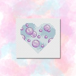 heart bubbles cross stitch pattern