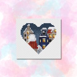 heart small town cross stitch pattern