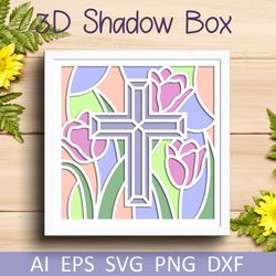 cross shadow box svg , religious 3d shadow box layered papercut files for cricut