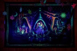 shamanic tapestry "alchemy" trippy art psychedelic decor wall hangings fluorescent backdrop uv poster festival decor