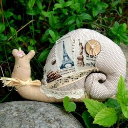 snail tilda handmade toy traveler gift birthday gift snail toy home garden decor paris souvenir gift to parents mom son