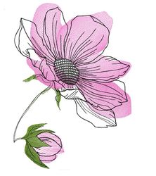 beautiful flower. delicate magnolia design. machine embroidery design.pink flower with bud. digital file.