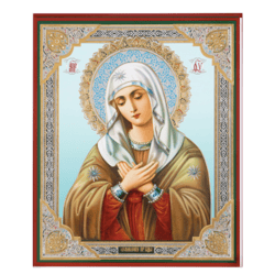 Tender Feeling Mother Of God | undefined Gold And Silver Foiled Icon On Wood | Size: 8 3/4"x7 1/4"