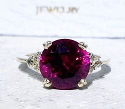 ruby ring - gold ring - july birthstone - gemstone band - statement ring - engagement ring - prong ring - round ring