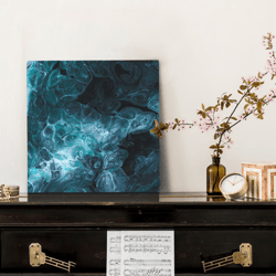 modern painting. print on canvas. poster on wall. acrylic painting blue sea foam seascape fluid art abstract blue ocean