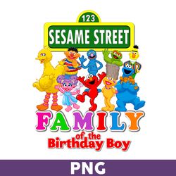 sesame street family of the birthday boy png, sesame monsters birthday png, sesame street png, birthday boy png