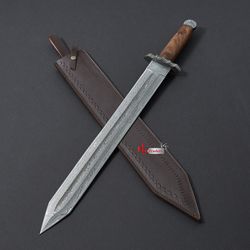 custom hand forged damascus steel viking sword, gif sword, handmade damascsu steel sword, custom sword   mk010n