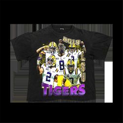 lsu tigers 2019 college football national champions classic vintage bootleg t shirt burrow jefferson chase queen delpit