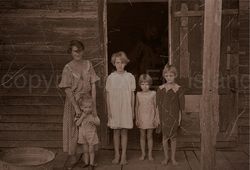 creepy photo of ghost clown behind children. scary vintage photo (digital)