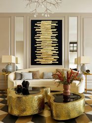 gold leaf abstract, modern acrylic painting on canvas, large gold leaf abstract painting, original abstract painting