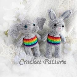 elephant and bunny rabbit crochet pdttern  amigurumi tutorial