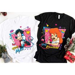 retro 90s max and roxanne valentine couple matching shirt / a goofy movie t-shirt / walt disney world tee / disneyland g