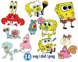 Baby SpongeBob svg, SpongeBob and Patrick svg, Squidward Tentacles png