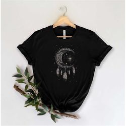 moon shirt, moon bohemian shirt, gift for moon lover, sun and moon shirt, moon t-shirt, women shirt, moon gift, gift for