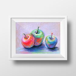 printable still life tree bright apples art print from the original painting wall art home decor poster a2 print poster