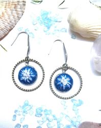 embroidered earrings blue earrings