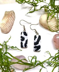 embroidered earrings black and white earrings