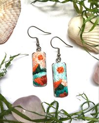 embroidered earrings multicolored earrings