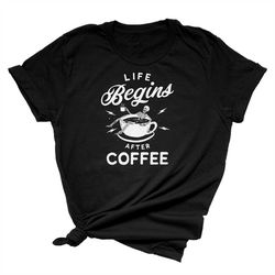 life begins after coffee unisex short sleeve t-shirt | funny skeleton cup of joe shirt for women and men | coffee lover