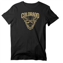 cool vintage buffalo from colorado t-shirt, sunglass wearing boulder buff with flatirons game day shirt