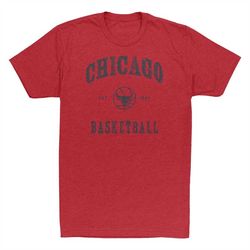 vintage chicago basketball unisex short sleeve t-shirt, distressed bull b-ball shirt for women and men