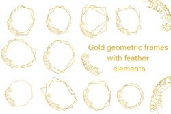 gold geometric frames with feather elements