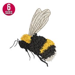 bee machine embroidery design, digital download, instant download