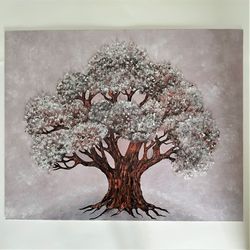 tree acrylic painting unique textured artwork for wall decor