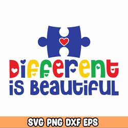 different is beautiful autism png sublimation design download, autism awareness png, autism heart png, sublimate designs