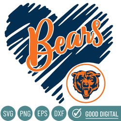bears heart svg, chicago bears png, chicago bears svg for cricut, chicago bears logo svg, chicago bears cut file.