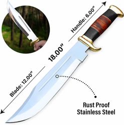 d2 steel artisan bowie knife with crocodile dundee style sheath, bowie knife, d2 steel knife, crocodile dundee sheath,