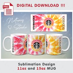 tie-dye starbucks sublimation design - 11oz 15oz mug - digital mug wrap