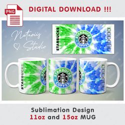 tie-dye starbucks sublimation design - 11oz 15oz mug - digital mug wrap