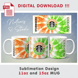 tie-dye starbucks sublimation design - 11oz 15oz mug - digital mug wrap