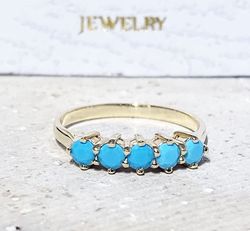 blue turquoise ring - december birthstone - gemstone band - gold ring - simple ring - delicate ring - stacking ring