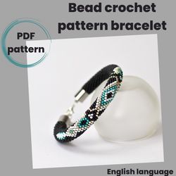 bead crochet pattern, crochet turquoise bracelet pattern, rope bead crochet pattern, beaded bracelet pattern