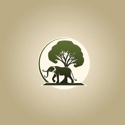 elephant with a tree on a green background