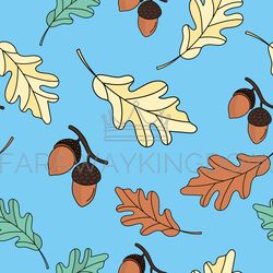 oak leaves season autumn seamless pattern vector illustration