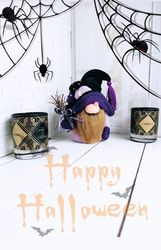 digital download, gnome happy halloween, pattern and tutorial, gnome for present, diy, handmade gnome, halloween decor