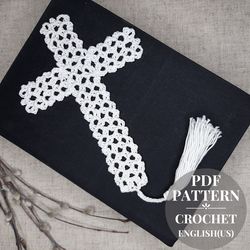 cross bookmark crochet pattern pdf, easy crochet pattern, easter cross bookmark, gift easter for book lovers diy.