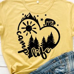 camp life svg,  travel trailer svg, heart sign print, camping svg clipart, camper shirt design