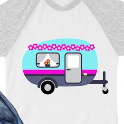 travel trailer svg, colorful print flowers, camper shirt design hippie camping svg