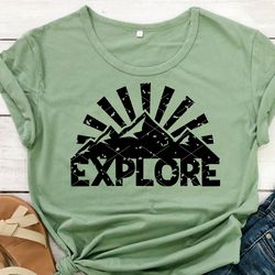 explore svg print grunge shirt, mountains, sunset svg clipart journey travel svg, camper shirt design