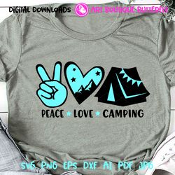 peace love camping svg quote, travel tent, heart svg, journey, camper shirt design