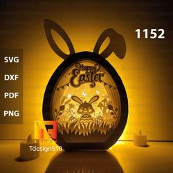 easter bunny egg paper cutting lamp 3d shadow box light box template papercut lightbox svg file diy cricut