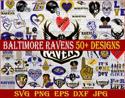 bundle 50 files baltimore ravens football teams svg, baltimore ravens svg, nfl teams svg, nfl svg, png, dxf, eps