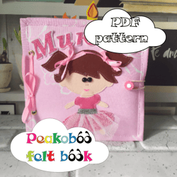 quiet book pattern pdf, pattern and tutorial, felt book for girls, personalized book for girls